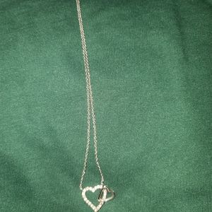 Sterling silver double heart necklace